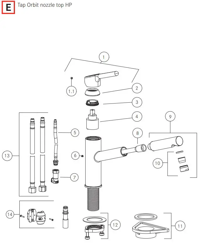 FRANKE FC 3055.094 Orbit Kitchen Faucet Installation Guide - Fig E