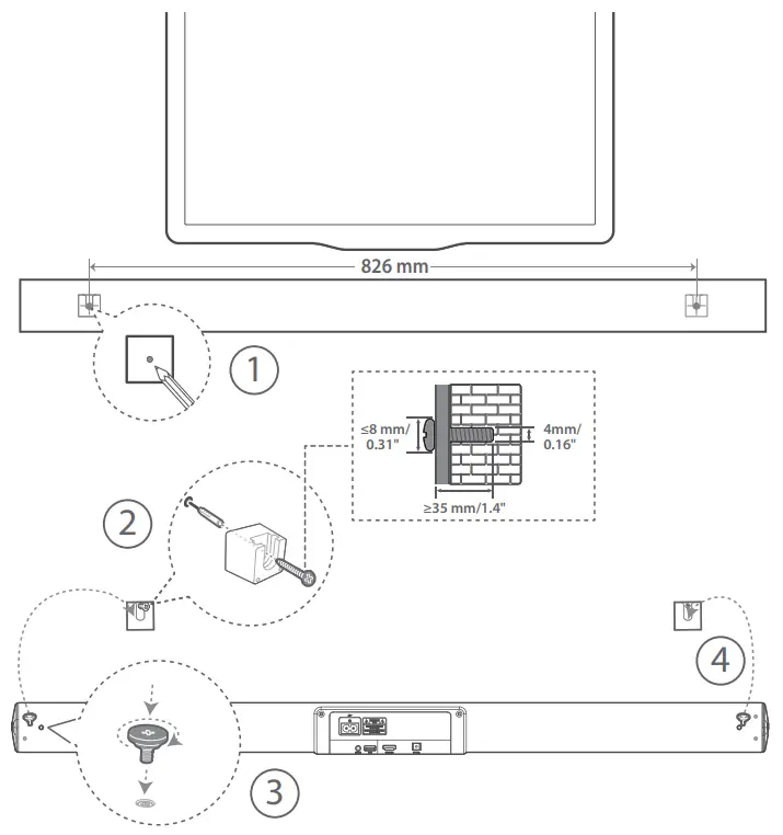 motorola MT160DSB 160W Dolby Soundbar with Wireless Subwoofer -- Wall Mounting