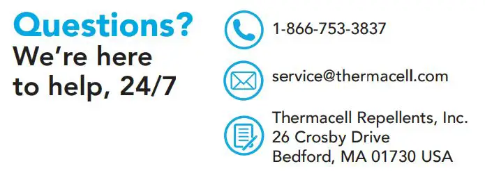 THERMACELL E55L Rechargeable Mosquito Repeller User Guide - Questions