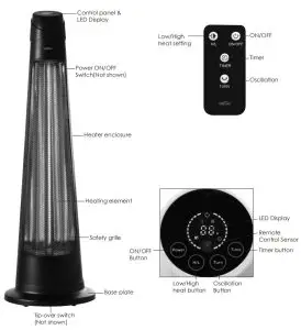 mistral MNS1200EWRCY21 1200W Carbon Fibre Infrared Radiant Heater - Radiant Heater