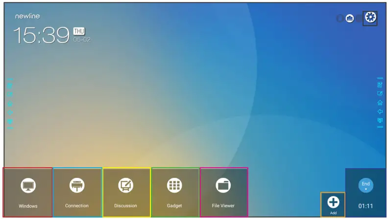 newline X Series Interactive Touch Display - Using the Home Page Shortcuts