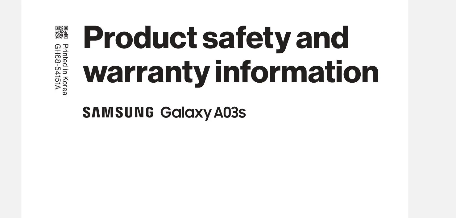 SAMSUNG SM-A037GZKNEUB Galaxy A03s Smartphone User Manual