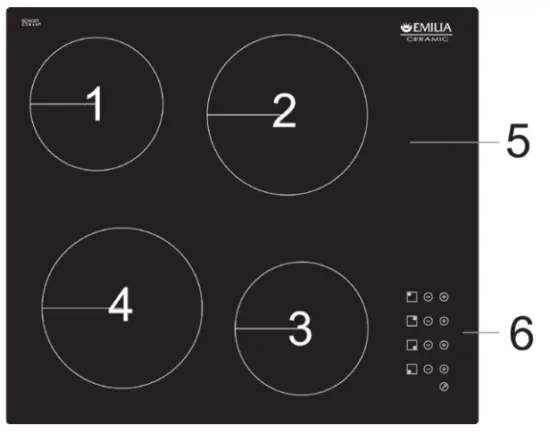 EMILIA EMCER64 60cm Ceramic Cooktop - Top View