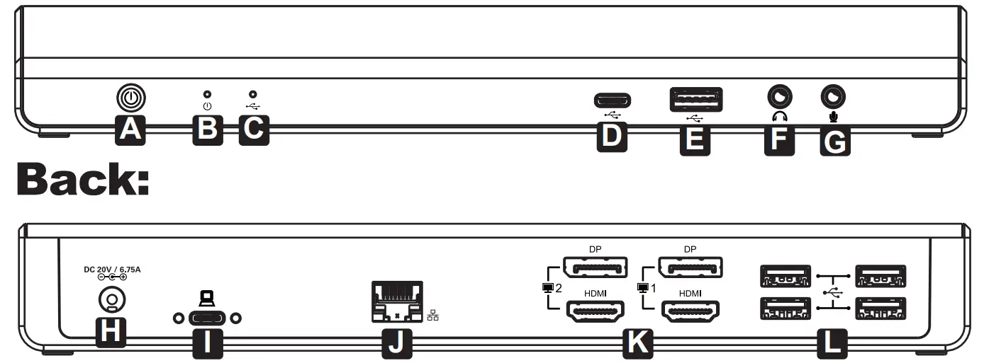 TRIPP LITE U442 DOCK21 B USB C Dual 4K Display Docking Station - fig1