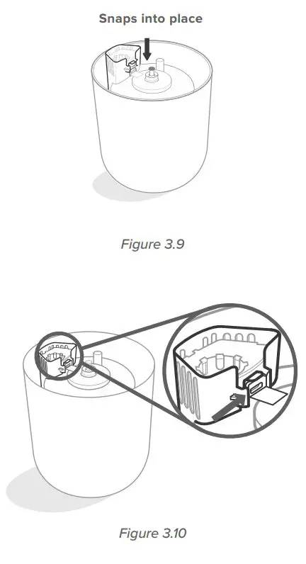 levoit Ultrasonic Top-Fill Cool Mist 2-In-1 Humidifier Diffuser User Manual - Press the mist tube down until the tab snaps into place
