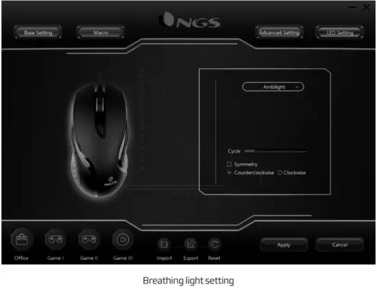 NGS GMX 125 Ambidextrous Ergonomic RGB Light Gaming Mouse - 6