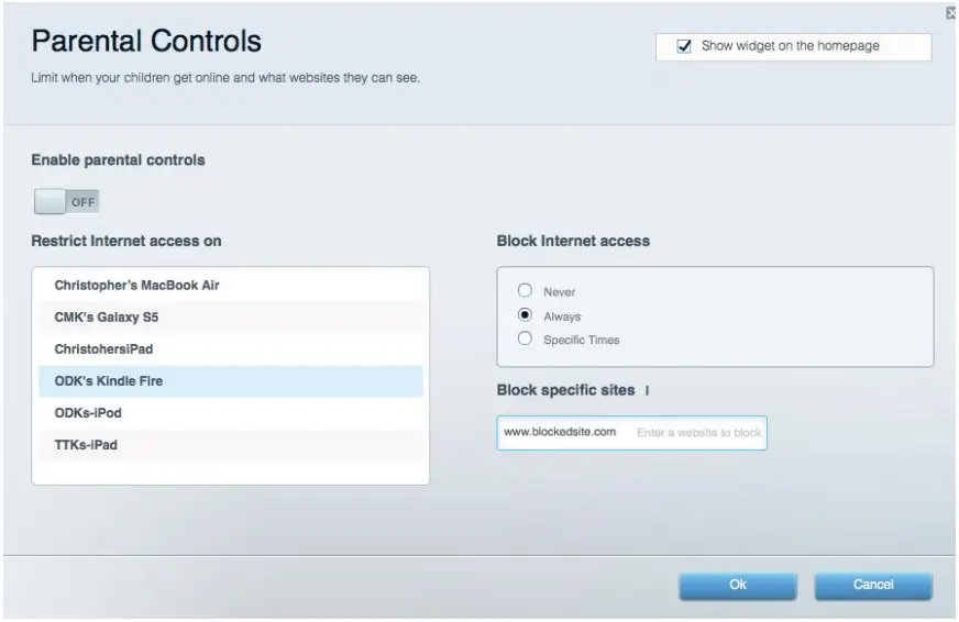 LINKSYS EA9500 Max Stream AC5400 MU MIMO Gigabit Router - Parental Contents
