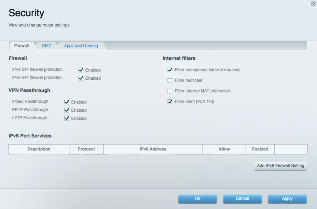 LINKSYS EA9500 Max Stream AC5400 MU MIMO Gigabit Router - Security