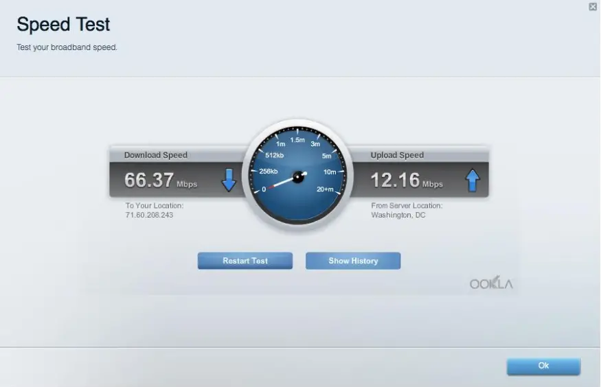 LINKSYS EA9500 Max Stream AC5400 MU MIMO Gigabit Router - Speed Test