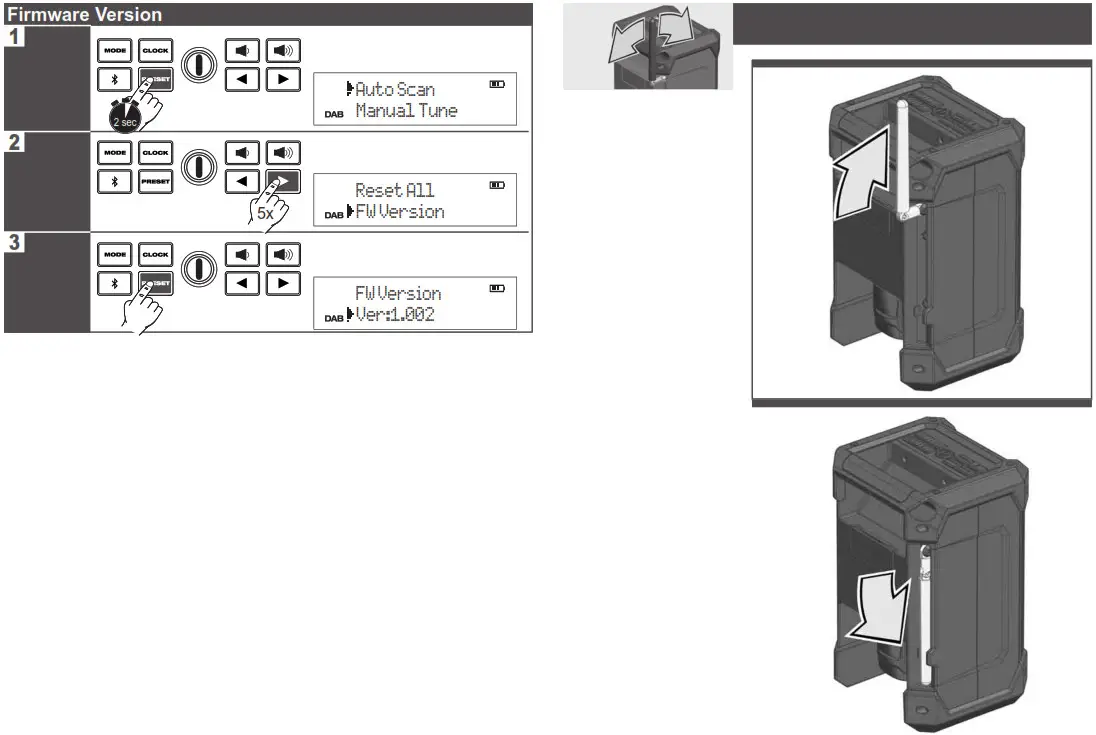 milwaukee M12RCDAB Radio charge with DAB - Button Discription 7