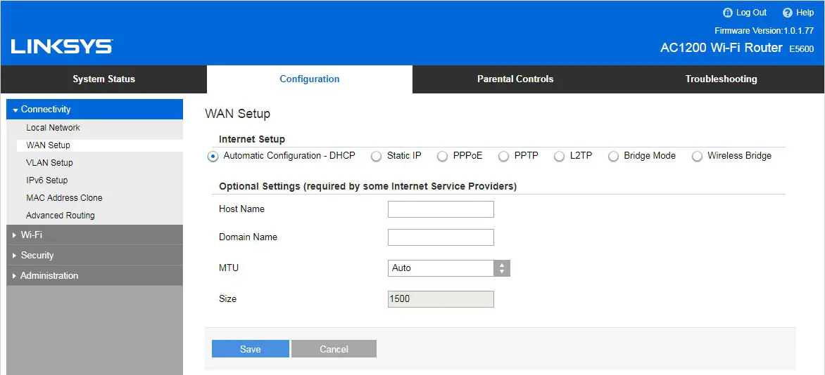 Linksys E5600 AC1200 Dual Band Router - Basic Router Settings 3