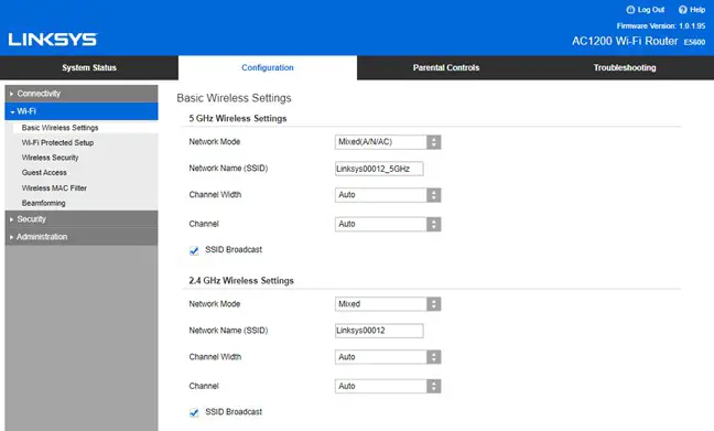 Linksys E5600 AC1200 Dual Band Router - Basic Router Settings 4