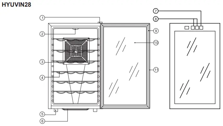 HYUNDAI-VIN-12-DZ-Wine-cabinet-with-Dual-Zone-function-FIG-2