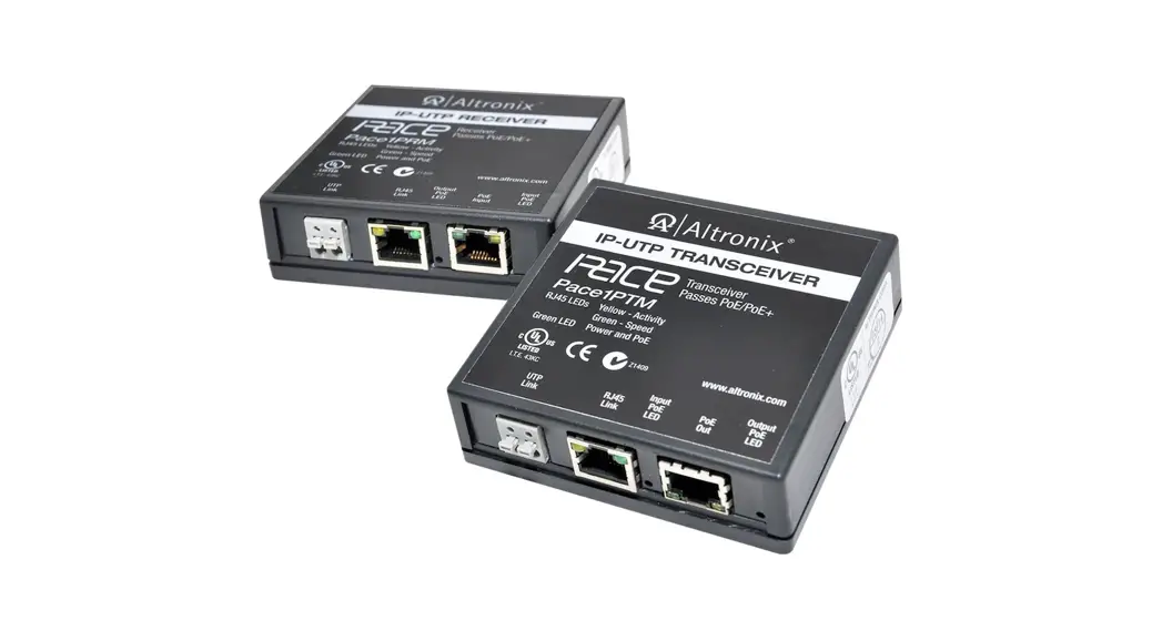 Altronix Pace1ptm Ip And Poe+ Transceiver Over Extended Distance Utp Or Cat5e Installation Guide