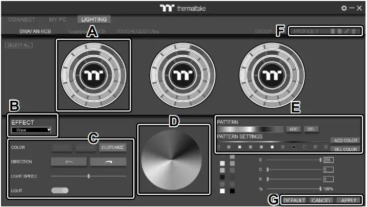 thermaltake SWAFAN RGB Radiator Fan Software - LIGHTING