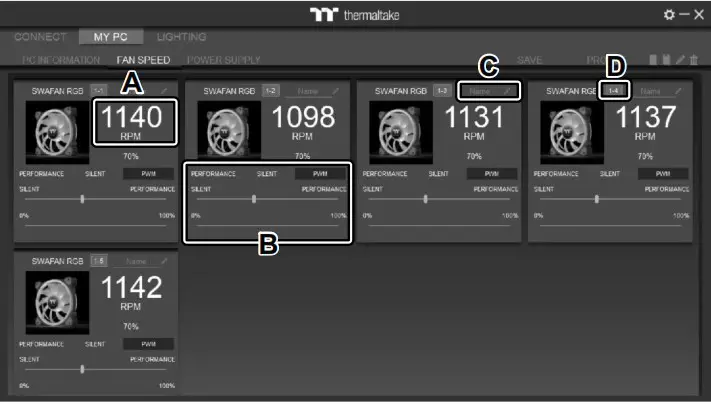 thermaltake SWAFAN RGB Radiator Fan Software - MY PC FAN SPEED