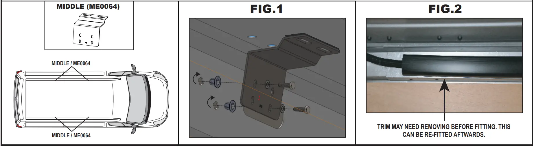 VANGUARD VG286 3 Renault Master x3 ULTI Van Roof Bars - Loosely