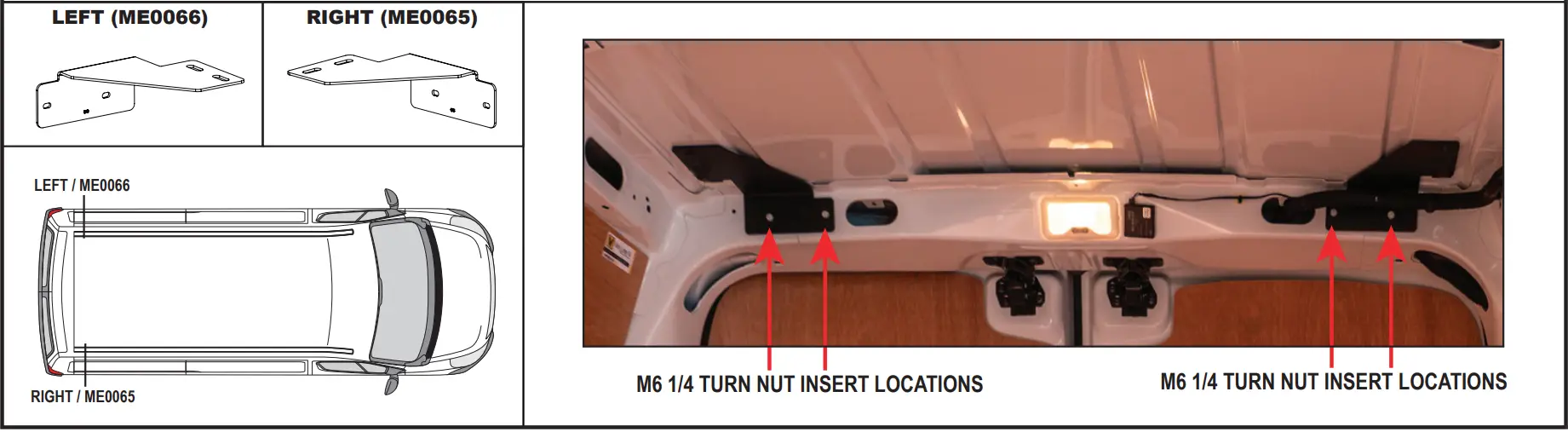 VANGUARD VG286 3 Renault Master x3 ULTI Van Roof Bars - TURN NUT INSERT