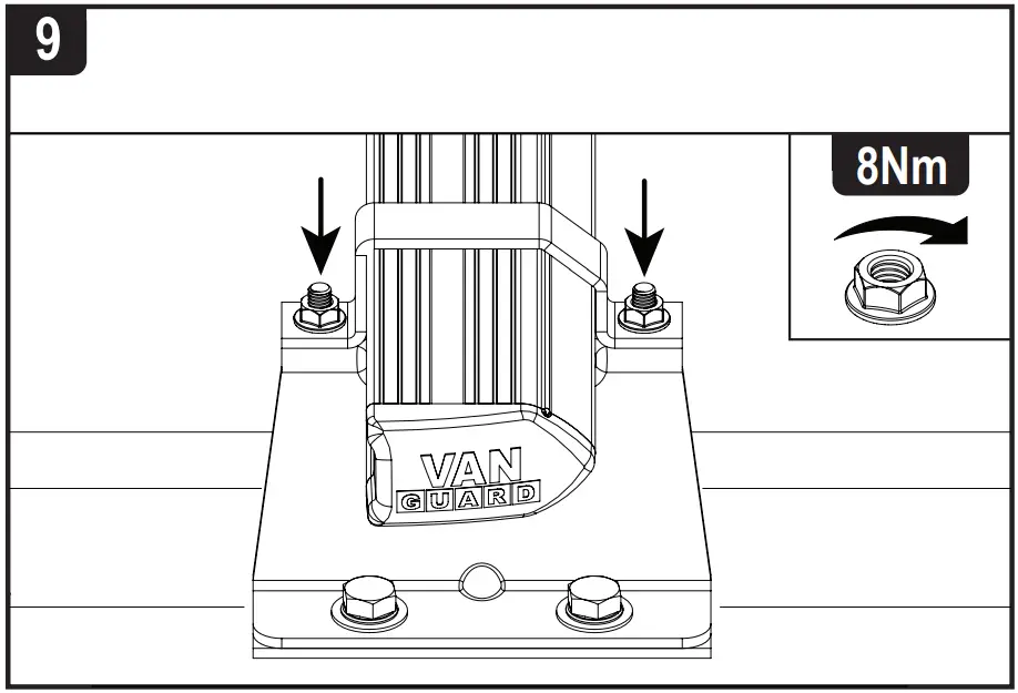 VANGUARD VG286 3 Renault Master x3 ULTI Van Roof Bars - bar fixings