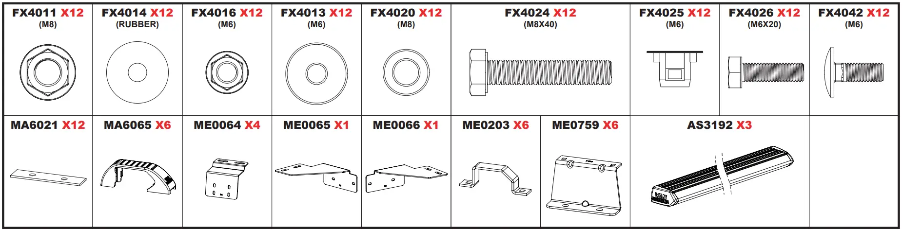 VANGUARD VG286 3 Renault Master x3 ULTI Van Roof Bars