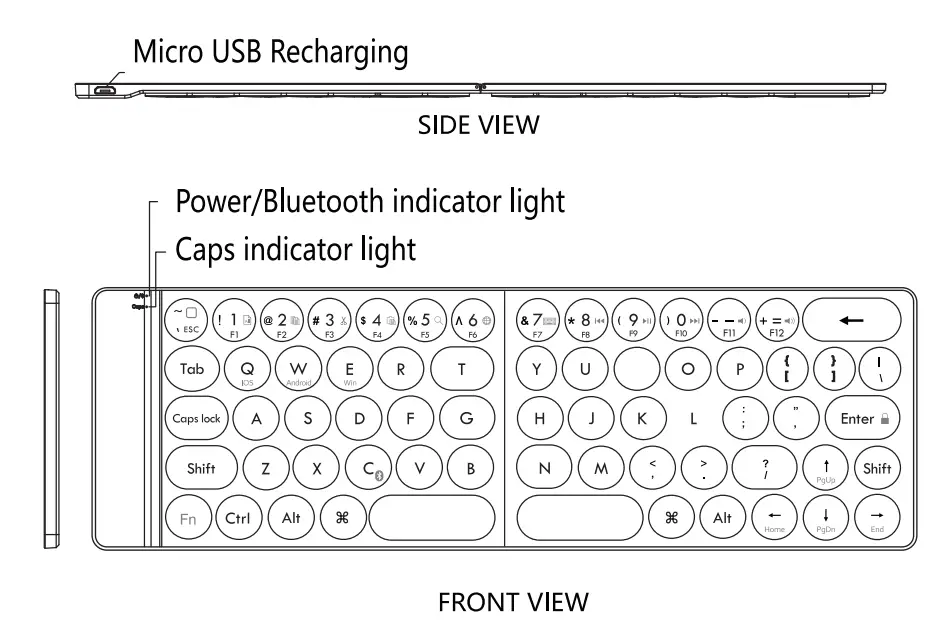 Ipx BT21-2 Mini Foldable Keyboard FIG 1