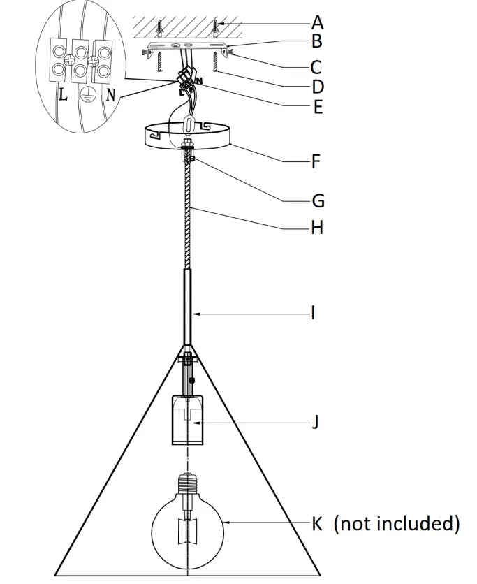 Lucci decor 018150 Everest 1 Light Cone Pendant-2