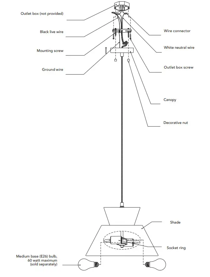 globe 91002358 Madison 2-Light Black Chandelier - Figure 2