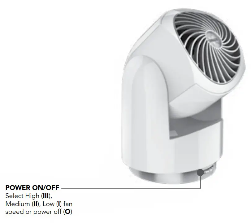 VORNADO Compact Air Circulator FLIPPI V10 - CONTROLS