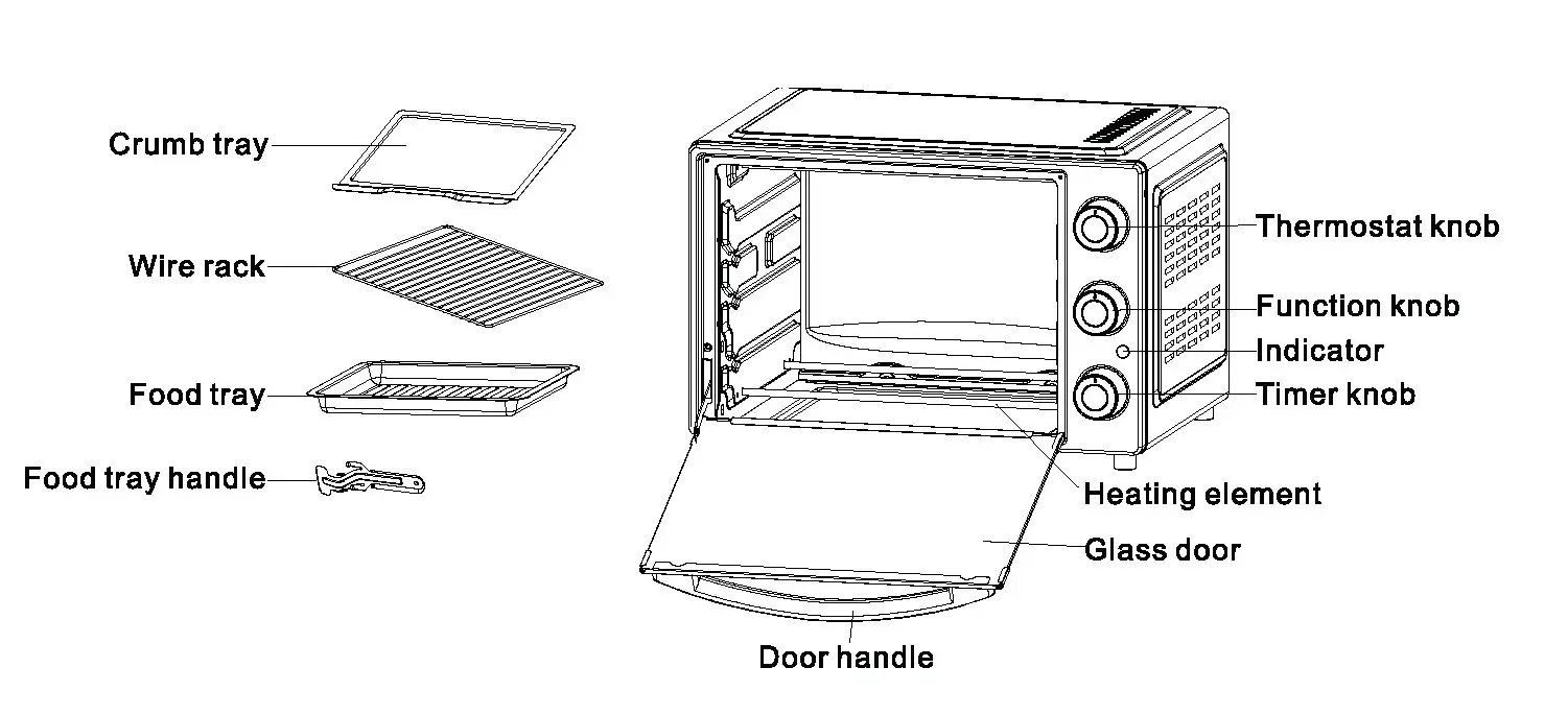 ARDESTO EO 3015B Black Electric Oven - COMPONENTS