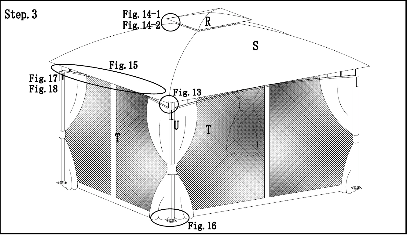SUNJOY GROUP A101011500 Tan Replacement Mosquito Netting For Moorehead Steel Patio Gazebo 47