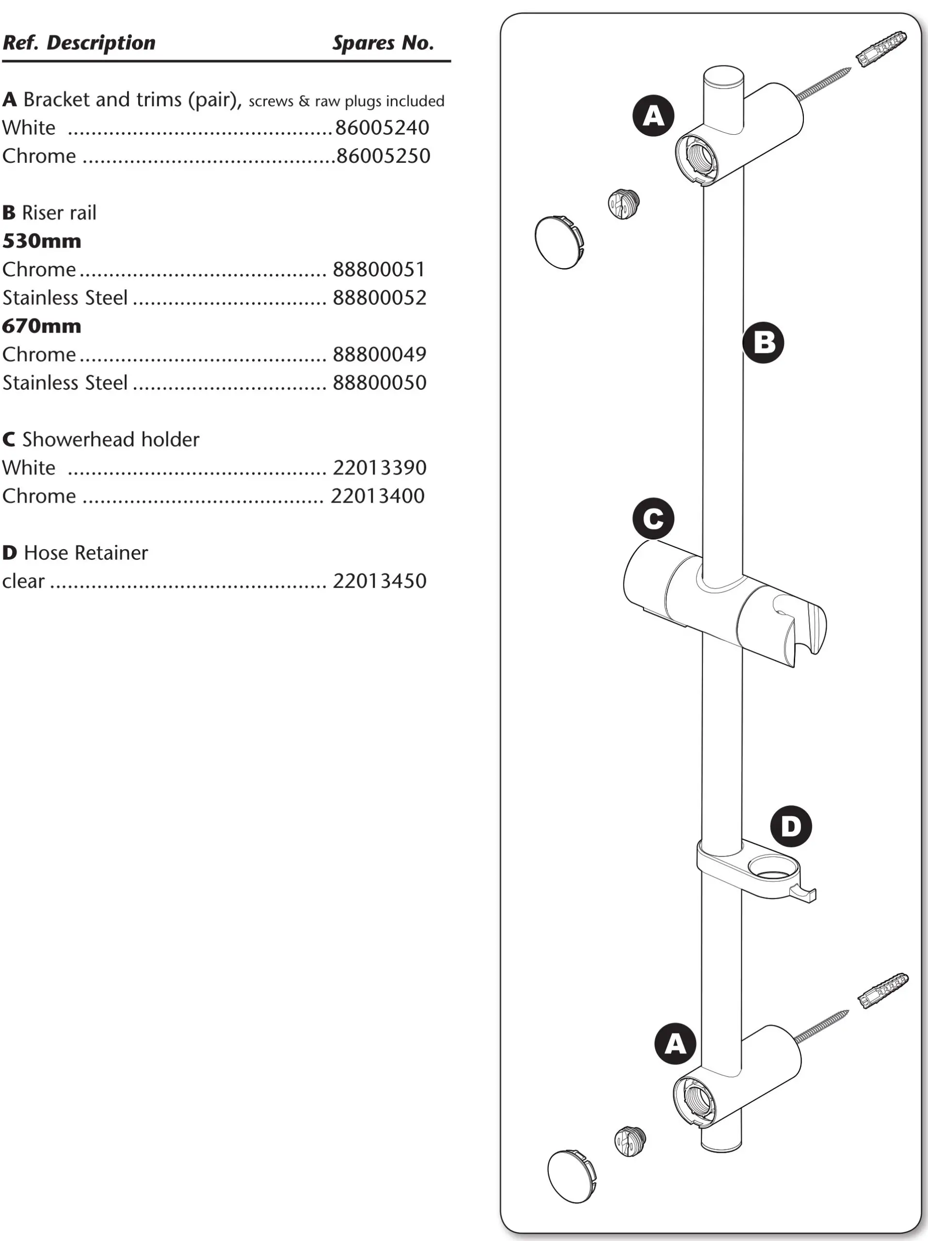 TRITON ZTRITO-TSKFPRO8000CH Pro-Fit Riser Kit Rail - Spare parts