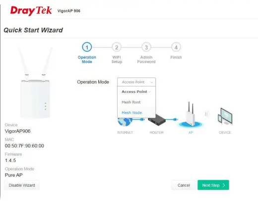 DrayTek VigorAP 906 WiFi 6 Mesh Access Point - follows