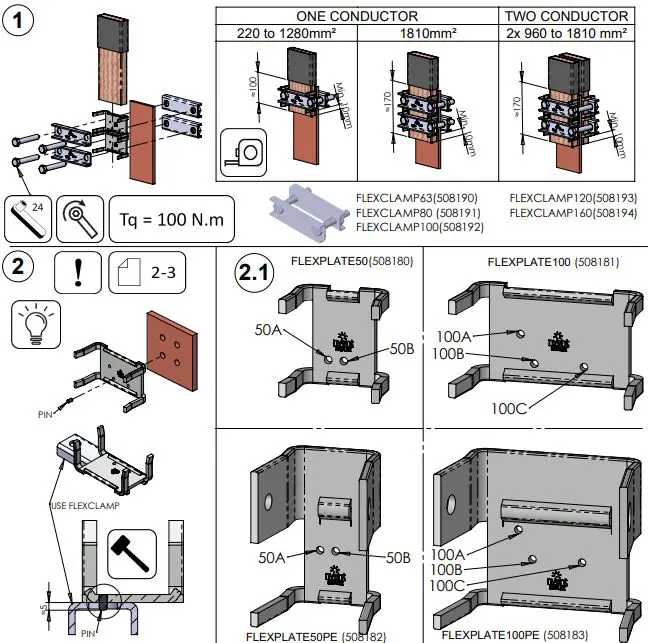 nVent Eriflex FleXbus HCBC Clamp and Plate for Connection-FIG2