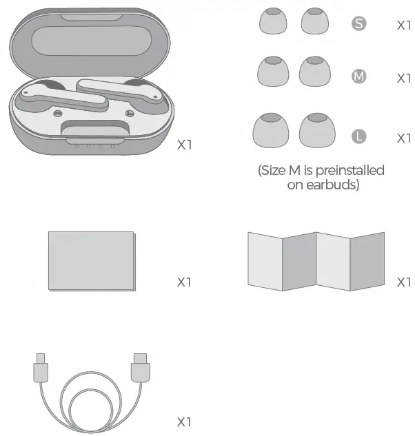 MPOW BH481A MBits S True Wireless Earbuds package list