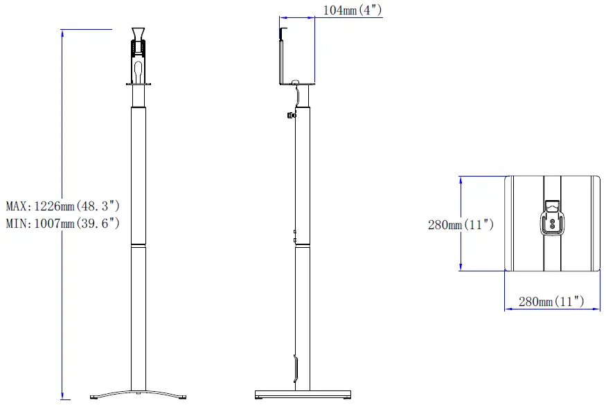 Mounting Dream MD5412 Speaker Stand Product dimensions