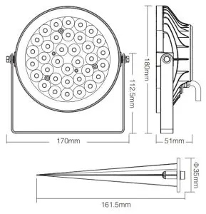 MiBOXER RGB+CCT LED Garden Light ubordinate Lamp - Light Efficiency