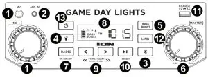 ION Audio Game Day Lights Wireless Rechargeable Speaker System - Front Panel