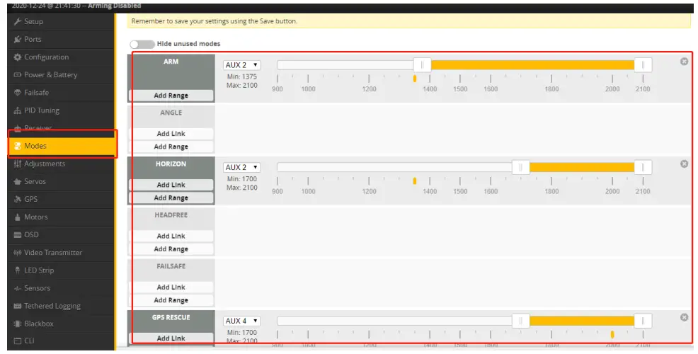 Flywoo Explorer LR4 4S Micro Long Range FPV Racing RC Drone - Mode setting