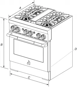 Product Dimensions - 30 (76.2 cm) models