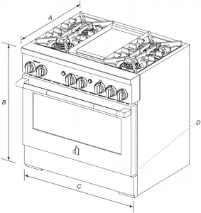Product Dimensions - 36 (91.4 cm) models