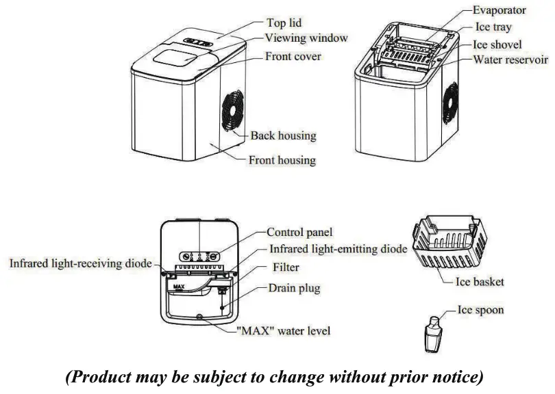 CROWNFUL IM2102T-UL1 Ice Maker -MEKER