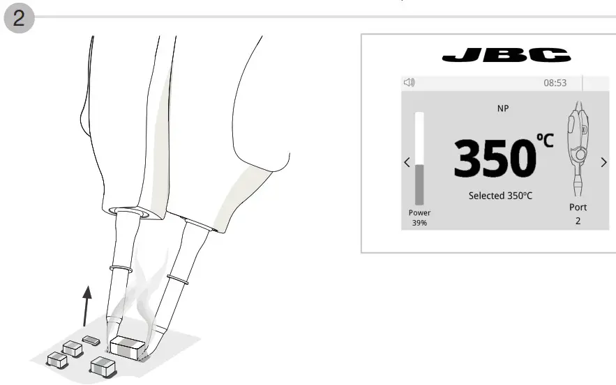 JBC NAN Series NANE 1C 2 Tool Nano Soldering Station - Chip Compoments Rework Process using Tweezers and Pedal 2