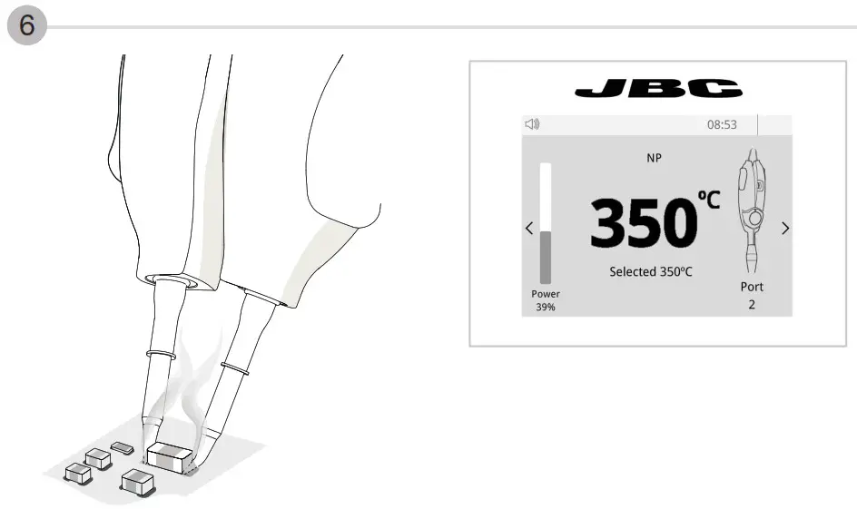 JBC NAN Series NANE 1C 2 Tool Nano Soldering Station - Chip Compoments Rework Process using Tweezers and Pedal 6
