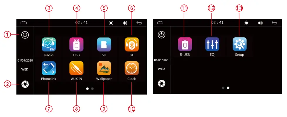 Shenzhen 2A7ASH168 CAR MULTIMEDIA - Main menu