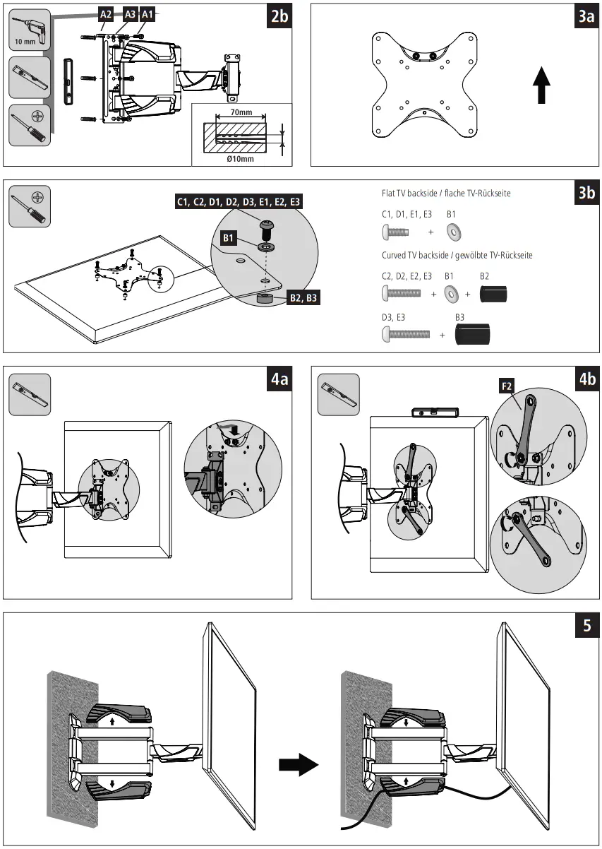 hama 00118665 Full Motion TV Wall Bracket - 14