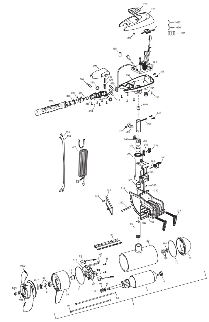 MINN-KOTA 1363885 EO Transom Mount Electric Outboard Motor - PARTS DIAGRAM