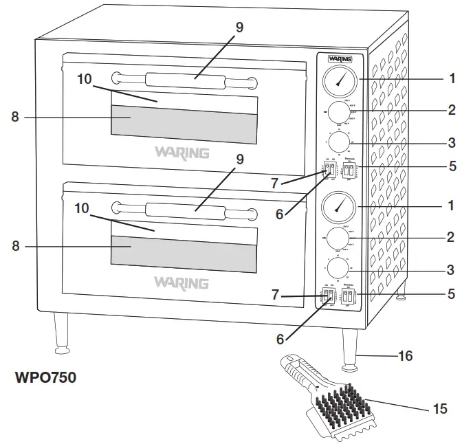 WARING COMMERCIAL WPO700 Heavy Duty Double Deck Pizza Oven - 2