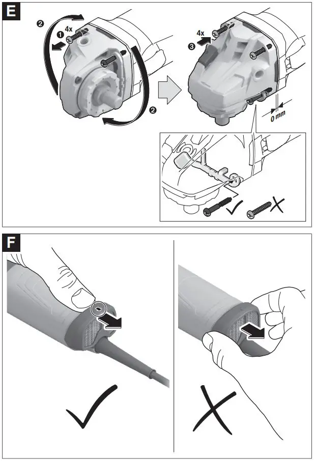 BOSCH GWS 14-125 S Angle Grinder Instruction Manual - Fig E,F