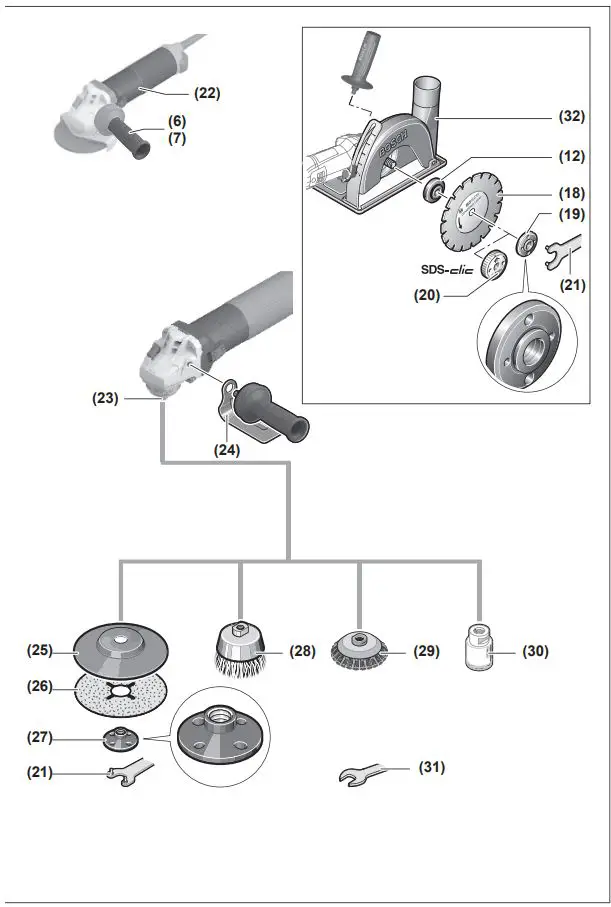 BOSCH GWS 14-125 S Angle Grinder Instruction Manual - Product Overview