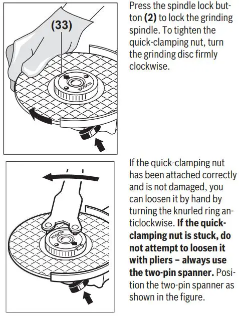 BOSCH GWS 14-125 S Angle Grinder Instruction Manual - When screwing on